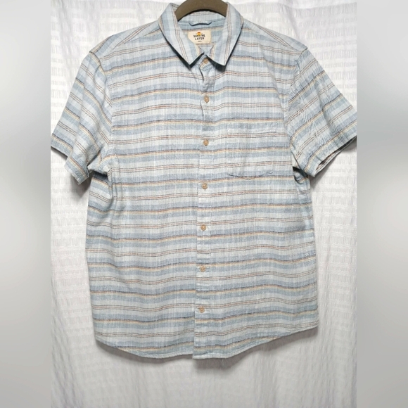 MARINE LAYER Men's  Stretch Selvage Short Sleeve Button Down Shirt. Size S - Picture 1 of 6